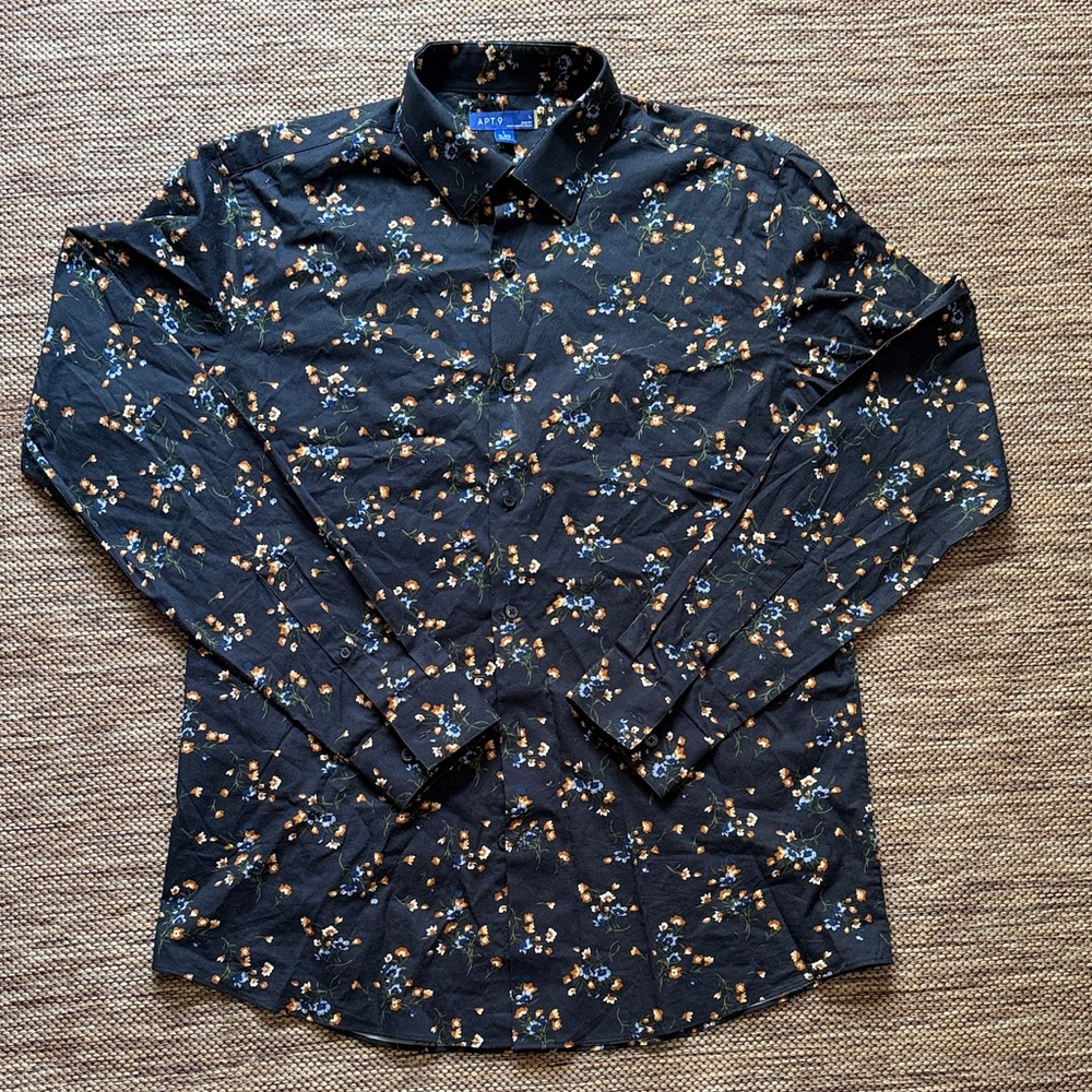Apt. 9 Black Floral Men's Button Down Shirt